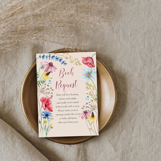 Wildflower Charm Baby Shower Book Request Enclosure Card (Baby shower book request from my Wildflower Charm collection)