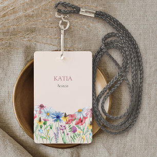 Wildflower Charm Country Floral Name ID Badge