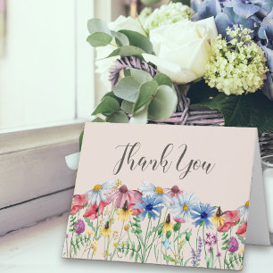 Wildflower Charm Rustic Cottage Floral Thank You Card