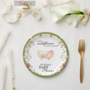 Wildflower Chic Boho Floral Baby Crib Shower Paper Plate