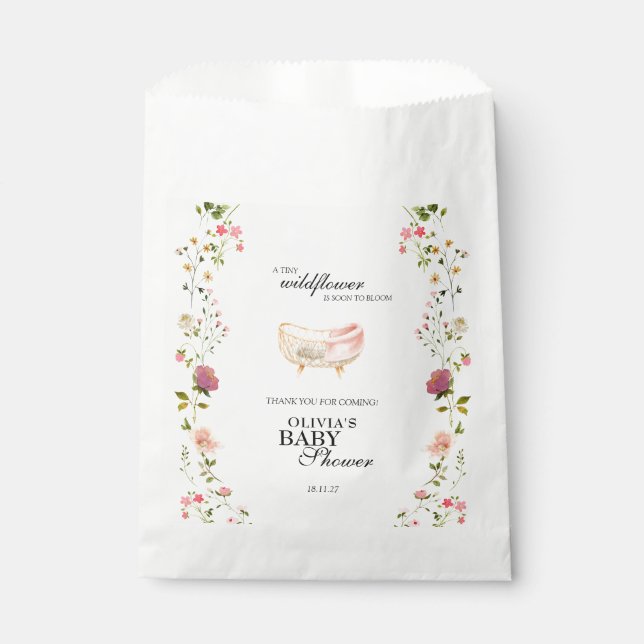 Wildflower Chic Boho Floral Baby Shower Souvenir Favour Bags (Front)