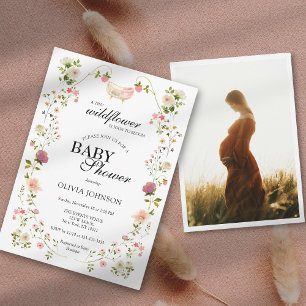 Wildflower Chic Boho Floral Gender Neutral Photo Invitation