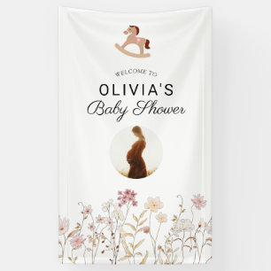 Wildflower Chic Floral Boho White Photo Welcome Banner