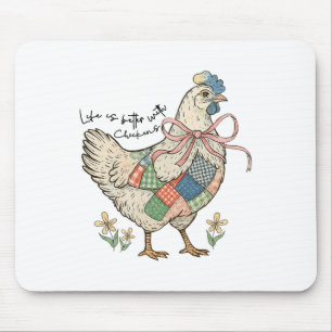 Wildflower Chicken Bow Life Better With Chicken Fa Mouse Pad
