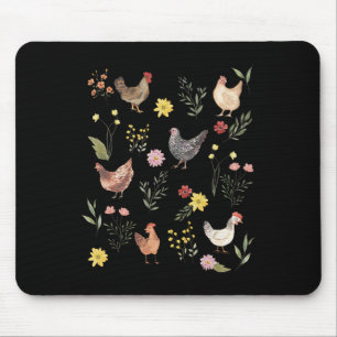 Wildflower Chicken Floral Chicken Lover Cute Farme Mouse Pad