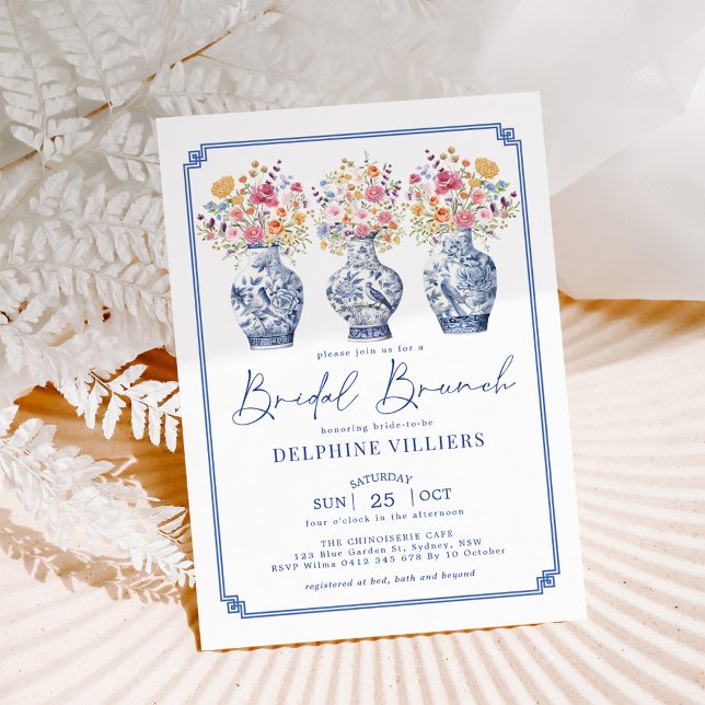 Wildflower Chinoiserie Porcelain Bridal Brunch Invitation (Creator Uploaded)