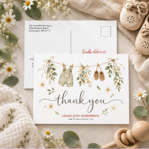 Wildflower Clothesline Neutral Kids Birthday Holiday Postcard