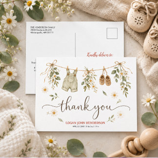 Wildflower Clothesline Neutral Kids Birthday Holiday Postcard