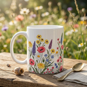 Wildflower Coffee Mug: Vintage Botanical Floral Mug
