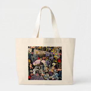 Wildflower Collage Large Tote Bag