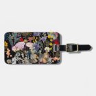 Wildflower Collage Luggage Tag -(black background)