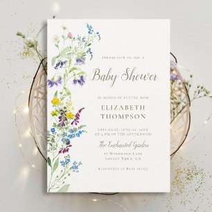 Wildflower Colorful Blooms Elegant Baby Shower Invitation