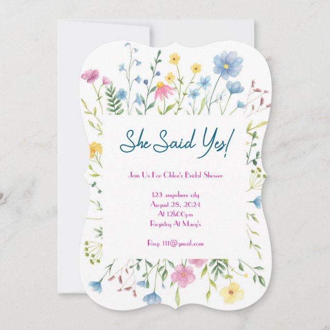 WILDFLOWER COLORFUL BRIDAL SHOWER INVITATION (Front)