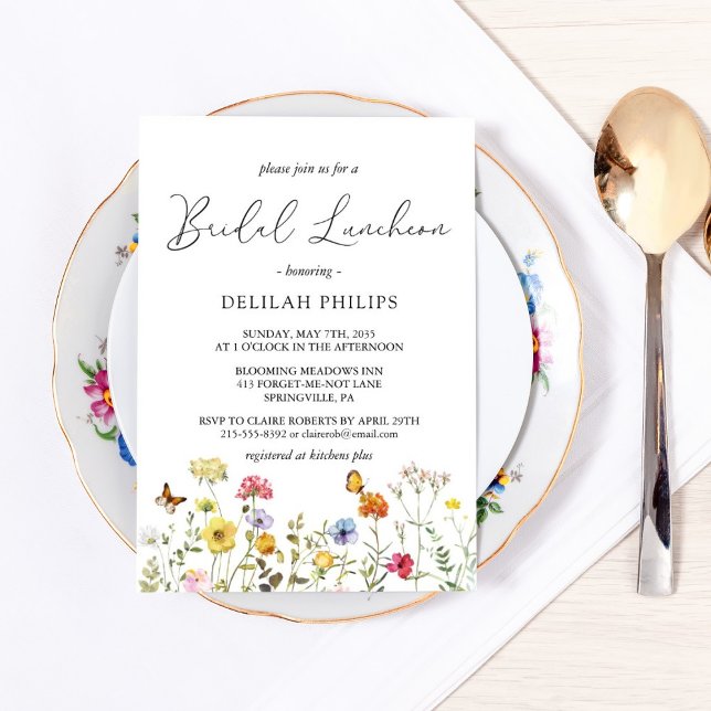 Wildflower Colourful Botanical Bridal Luncheon Invitation (Creator Uploaded)