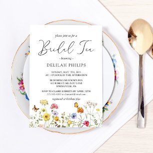 Wildflower Colourful Botanical Bridal Shower Tea Invitation