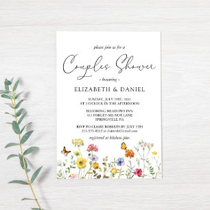 Wildflower Colourful Botanical Couples Shower Invitation