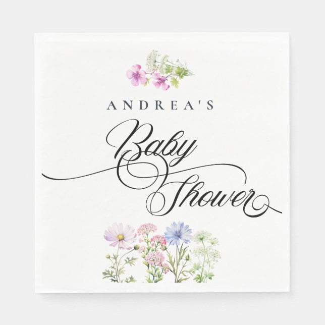  Wildflower Colourful Floral Baby Shower Napkin (Front)
