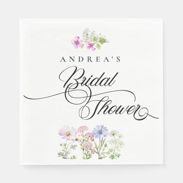  Wildflower Colourful Floral Bridal Shower Napkin (Front)