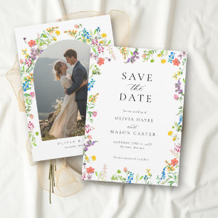 Wildflower Colourful Pastel Floral Photo Wedding Save The Date
