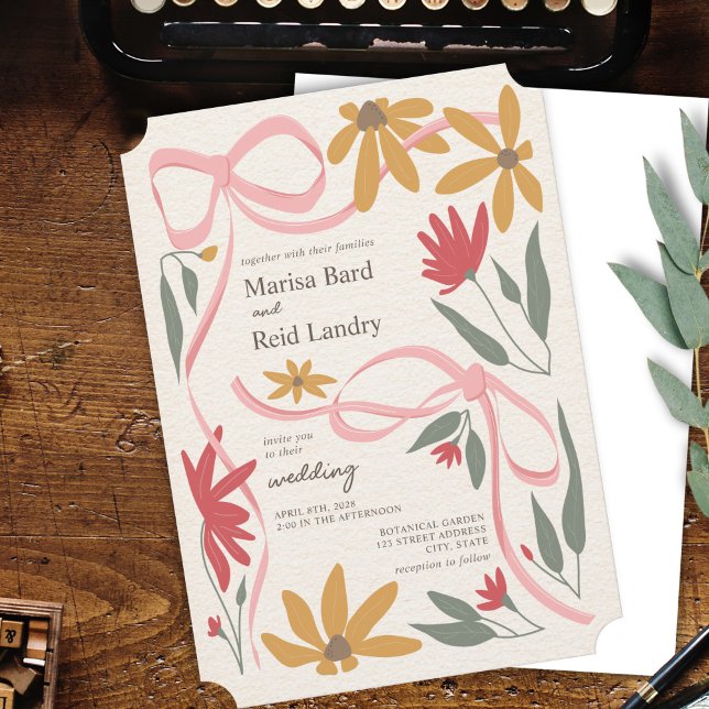 Wildflower Coquette Wedding Invitation (Creator Uploaded)