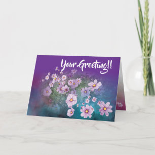 wildflower cosmos orchid colour  greeting card
