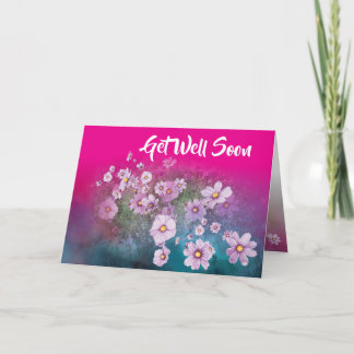 wildflower cosmos pink get well card