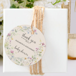 Wildflower Couples Baby Shower  Favour Tags