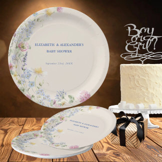 Wildflower Couples Baby Shower  Paper Plate