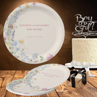 Wildflower Couples Baby Shower  Paper Plate