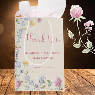 Wildflower Couples Baby Shower Thank You Medium Gift Bag