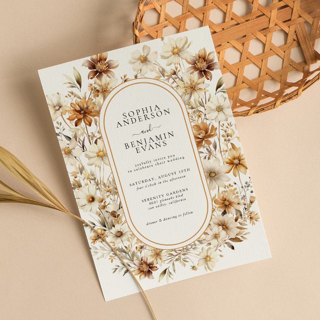 Wildflower Cream Boho Floral Wedding Invitation (Creator Uploaded)