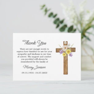 Wildflower Cross Sympathy Thank You Card