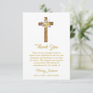 Wildflower Cross Sympathy Thank You Card