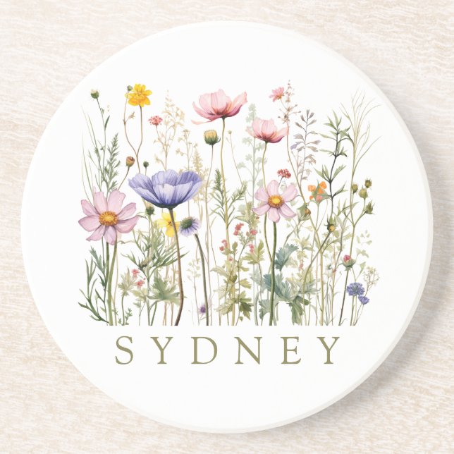 Wildflower Custom Name Coaster (Front)