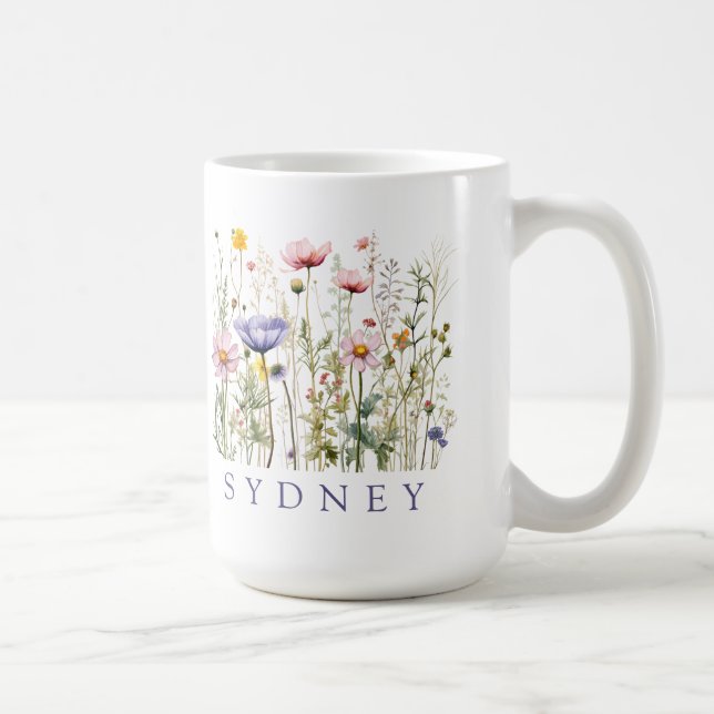 Wildflower Custom Name Coffee Mug (Right)