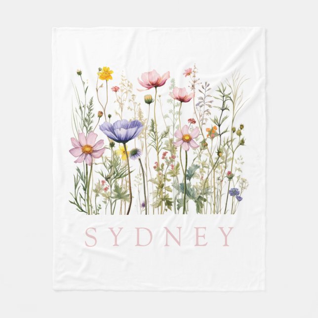 Wildflower Custom Name Fleece Blanket (Front)