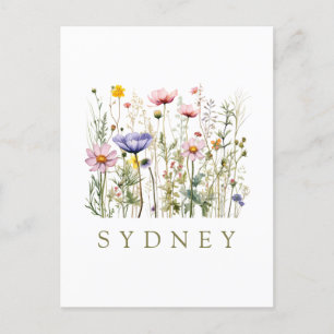 Wildflower Custom Name Holiday Postcard