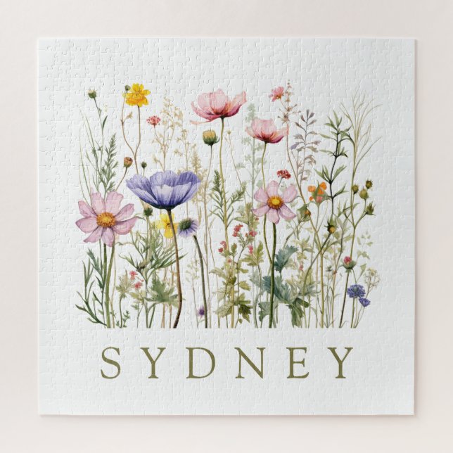 Wildflower Custom Name Jigsaw Puzzle (Vertical)