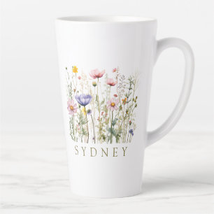 Wildflower Custom Name Latte Mug