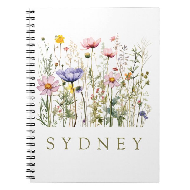 Wildflower Custom Name Notebook (Front)