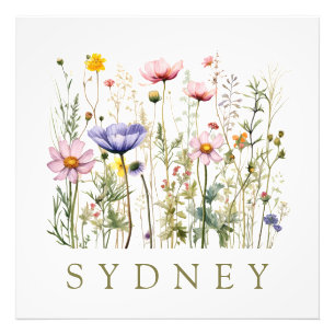 Wildflower Custom Name Photo Print