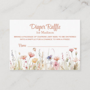 Wildflower Cute Girls Baby Shower Diaper Raffle  Enclosure Card