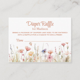 Wildflower Cute Girls Baby Shower Diaper Raffle Enclosure Card
