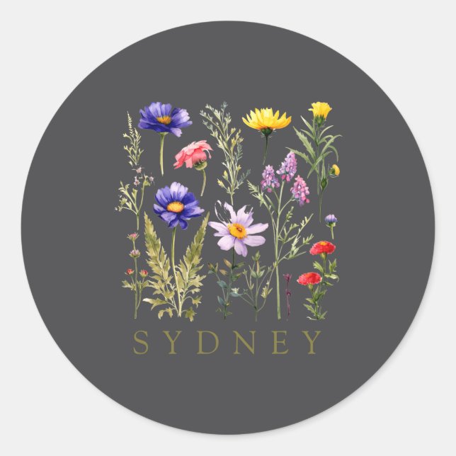Wildflower D Name  Classic Round Sticker (Front)