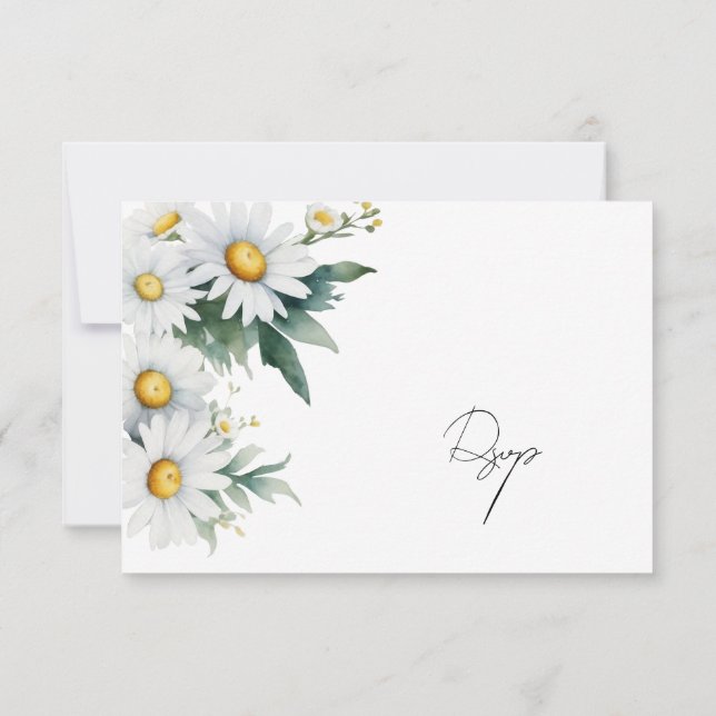 Wildflower daisies rsvp with meal choices card (Back)