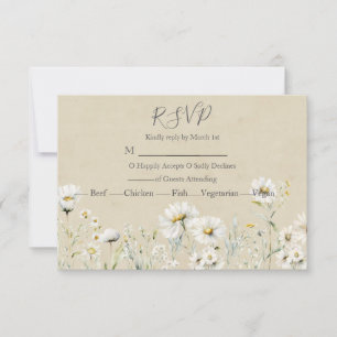 Wildflower Daisy Wedding RSVP Card