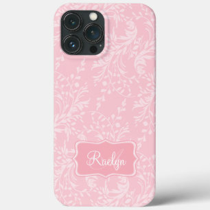 Wildflower damask patterned pink name iphone case