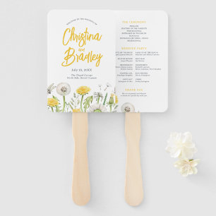 Wildflower Dandelion Garden Wedding Program Hand Fan