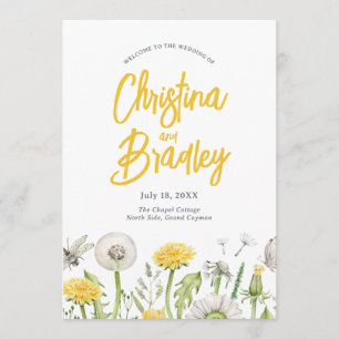 Wildflower Dandelion Garden Wedding Programme