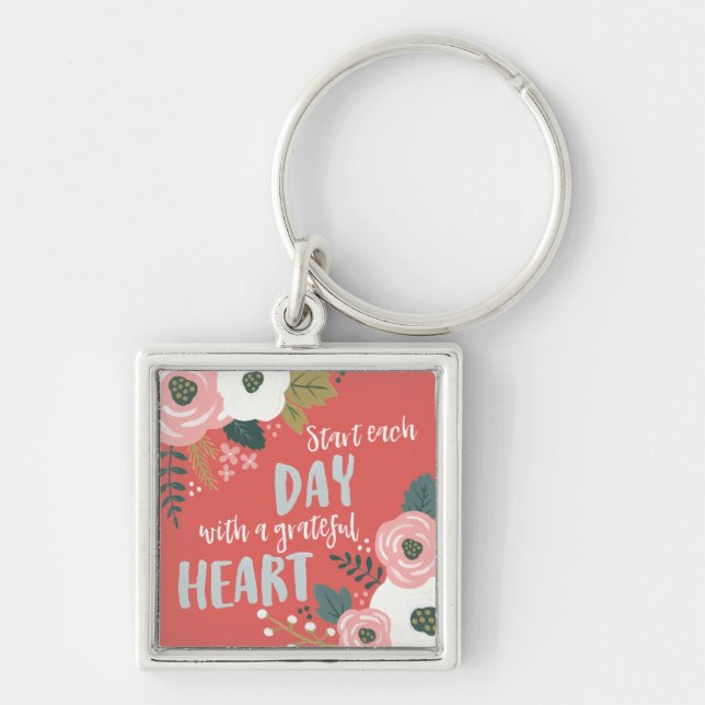 Wildflower Daydreams - Grateful Heart Typography Key Ring (Front)